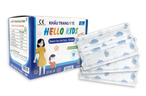 Khẩu Trang Y Tế Hello Kids ( 50 cái/hộp - Hoạ Tiết Cá Voi Xanh)